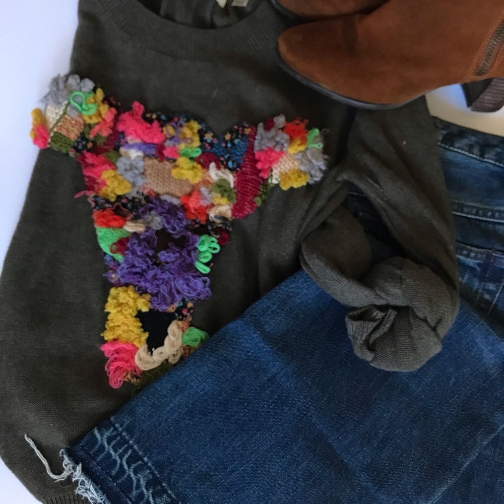 Adorable threaded/ crocheted sweater